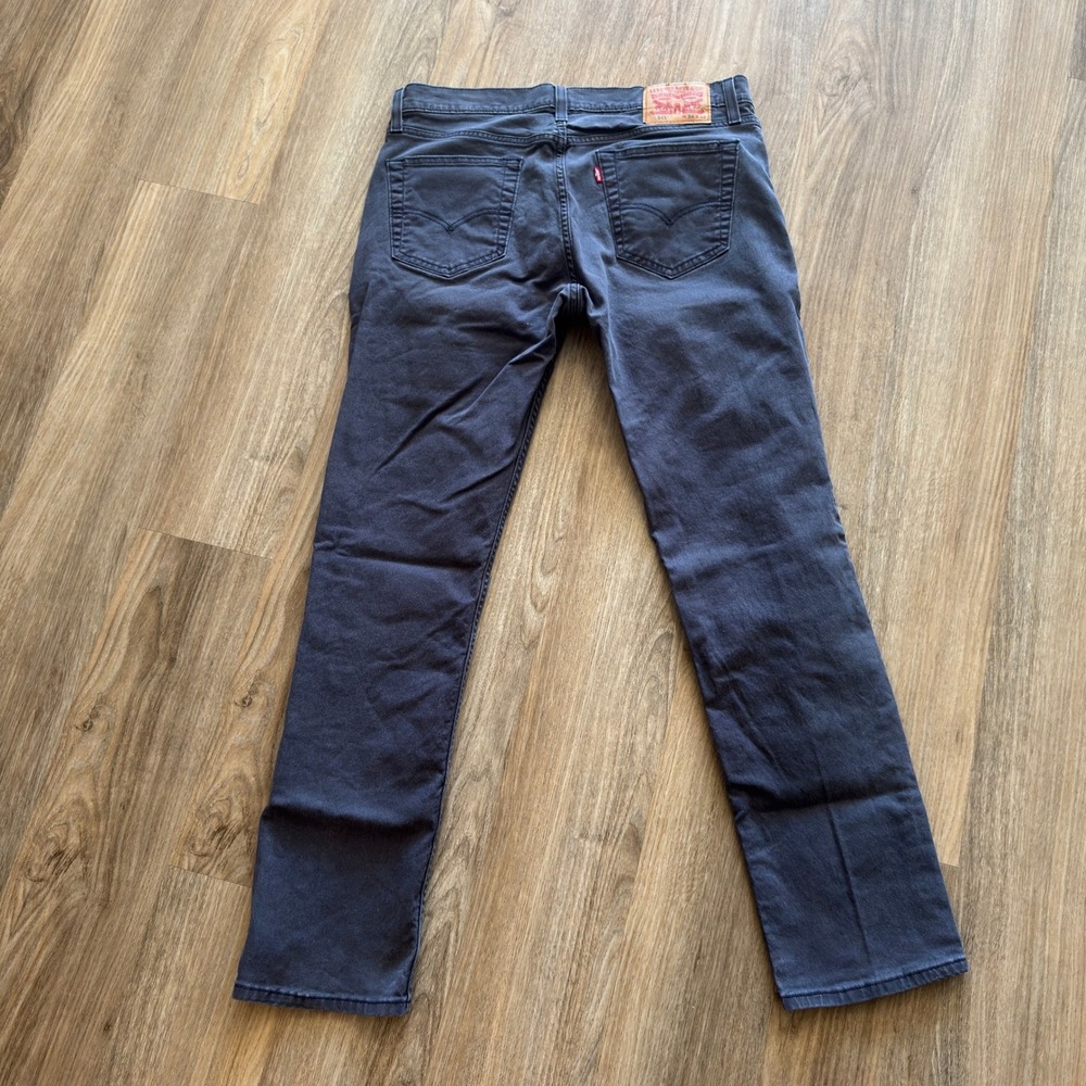 Levis 511 Slim Fit Pants Mens 34x32 Charcoal Grey Dark‎ Blue Twill Jeans